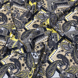 3 Metres Luxurious Printed Satin- 55" Wide (Paisley Brown & Yellow)