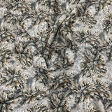 3 Metres Luxurious Printed Satin- 55" Wide (Brown Flowers)