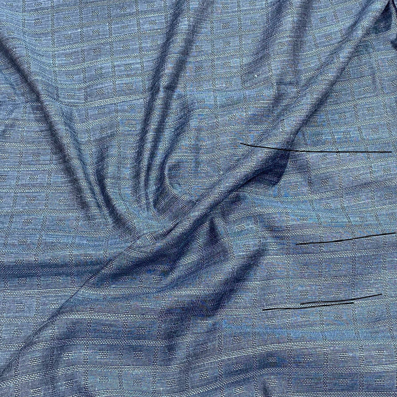 3 Metres Premium Dressmaking Dobby Rayon 45" Wide (Navy Squares) regular
