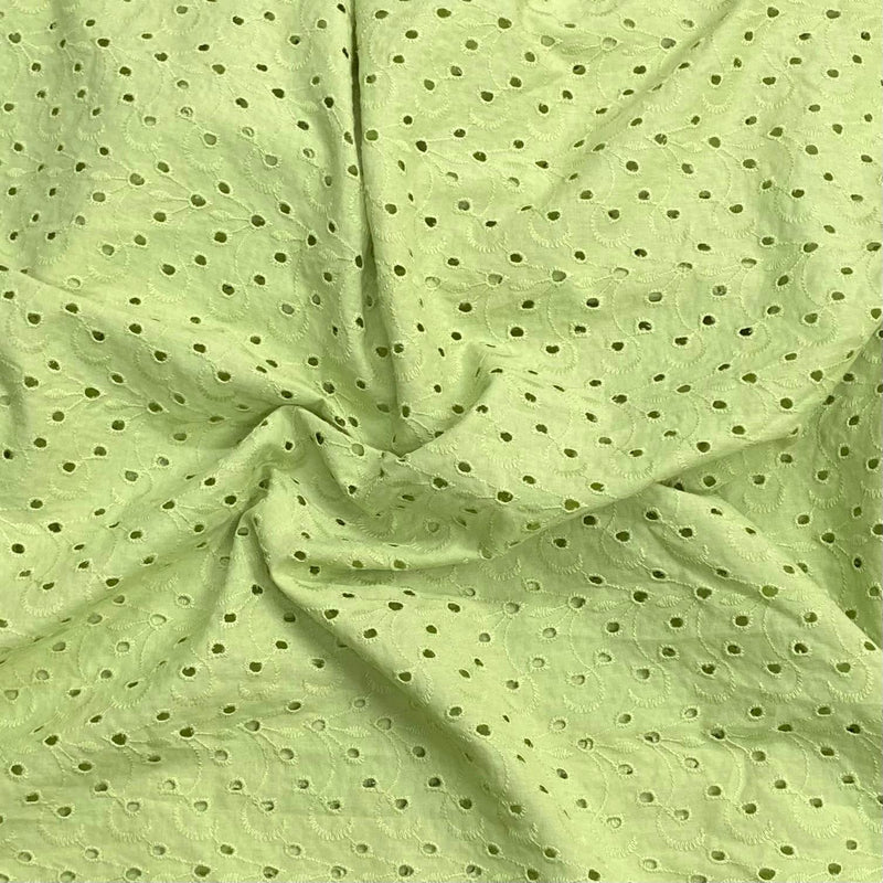 3 Metre Luxurious Broderie Anglaise Cotton - 60" Wide - Sage regular