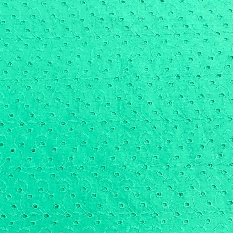 3 Metre Luxurious Broderie Anglaise Cotton - 60" Wide - Teal regular