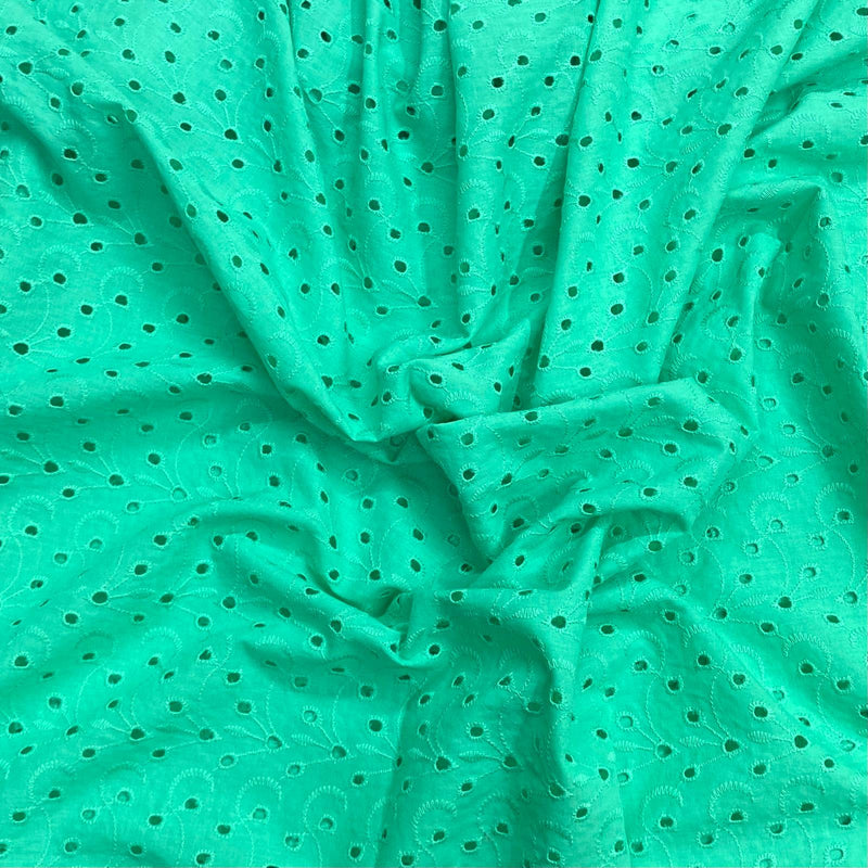 3 Metre Luxurious Broderie Anglaise Cotton - 60" Wide - Teal regular