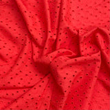 3 Metre Luxurious Broderie Anglaise Cotton - 60" Wide - Red