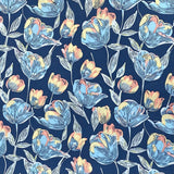 3 Metres, Printed Summer Dressmaking Viscose Fabric - Bluebell