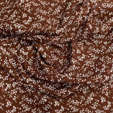 3 Metres, Printed Summer Dressmaking Viscose Fabric - Small Flower Brown