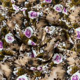 3 Metres, Printed Summer Dressmaking Viscose Fabric - Brown & Beige