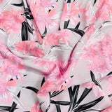 3 Metres, Printed Summer Dressmaking Viscose Fabric - Grey Bamboo
