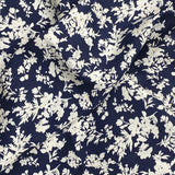 3 Metres, Printed Summer Dressmaking Viscose Fabric - Navy Flower