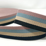 Per Metre Stripe Webbing, BLACK, NATURALS,BLUE & PINK- 40mm