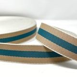 Per Metre Stripe Webbing, TAUPE & BLUE - 40mm