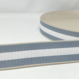 Per Metre Stripe Webbing, BABY BLUE & WHITE- 40mm