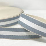 Per Metre Stripe Webbing, BABY BLUE & WHITE- 40mm