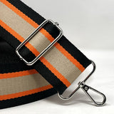 Per Metre Stripe Webbing, BLACK & ORANGE - 50mm