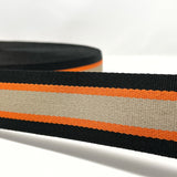 Per Metre Stripe Webbing, BLACK & ORANGE - 50mm