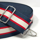 Per Metre Stripe Webbing, NAVY, RED & BEIGE- 50mm