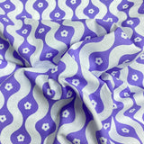 Pound A Metre Per Metre Per Metre Beautiful Digitally Printed 100% Cotton- 45" Wide (Purple & White Flower)