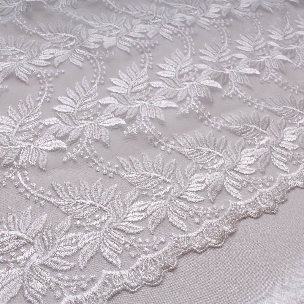 Viscose Embroidered Tulle White