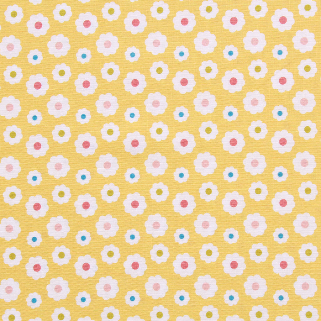 Daisy Quilting Cotton, Teddy Bear Picnic Collection, Yellow