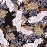Foil Cotton Japanese Blossoming Floral Swan Fabric 60" Wide