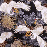 Foil Cotton Japanese Blossoming Floral Swan Fabric 60" Wide