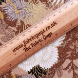 Foil Cotton Japanese Blossoming Floral Swan Fabric 60" Wide