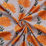 Cotton Poplin Striped Dandelion Floral 44" Wide (112cm)