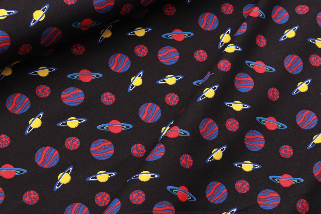 Solar System Black Quilting Cotton, FF286-2, Lost In Space Collection, Premium Cotton