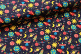 Spaceship Navy Quilting Cotton, FF282-1, Lost In Space Collection, Premium Cotton