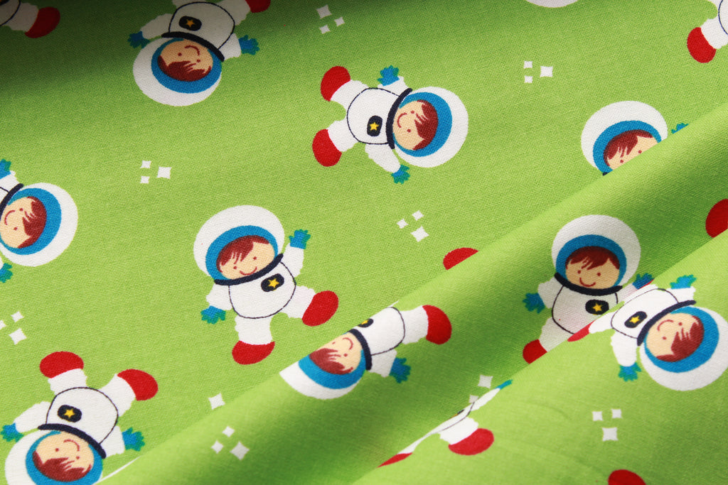 Green Astronaut Quilting Cotton, FF284-1, Lost In Space Collection, Premium Cotton