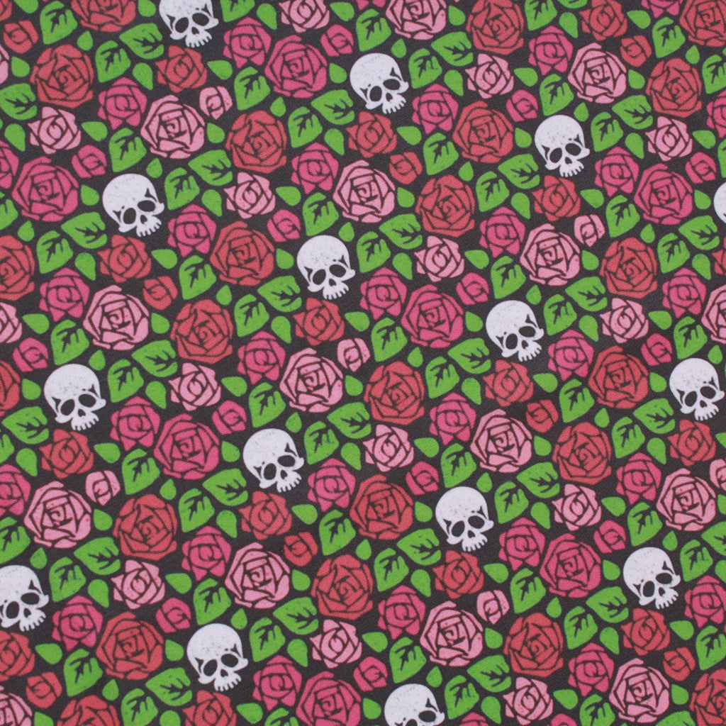 Premium Quilting Cotton, Skulls & Roses, Halloween Collection