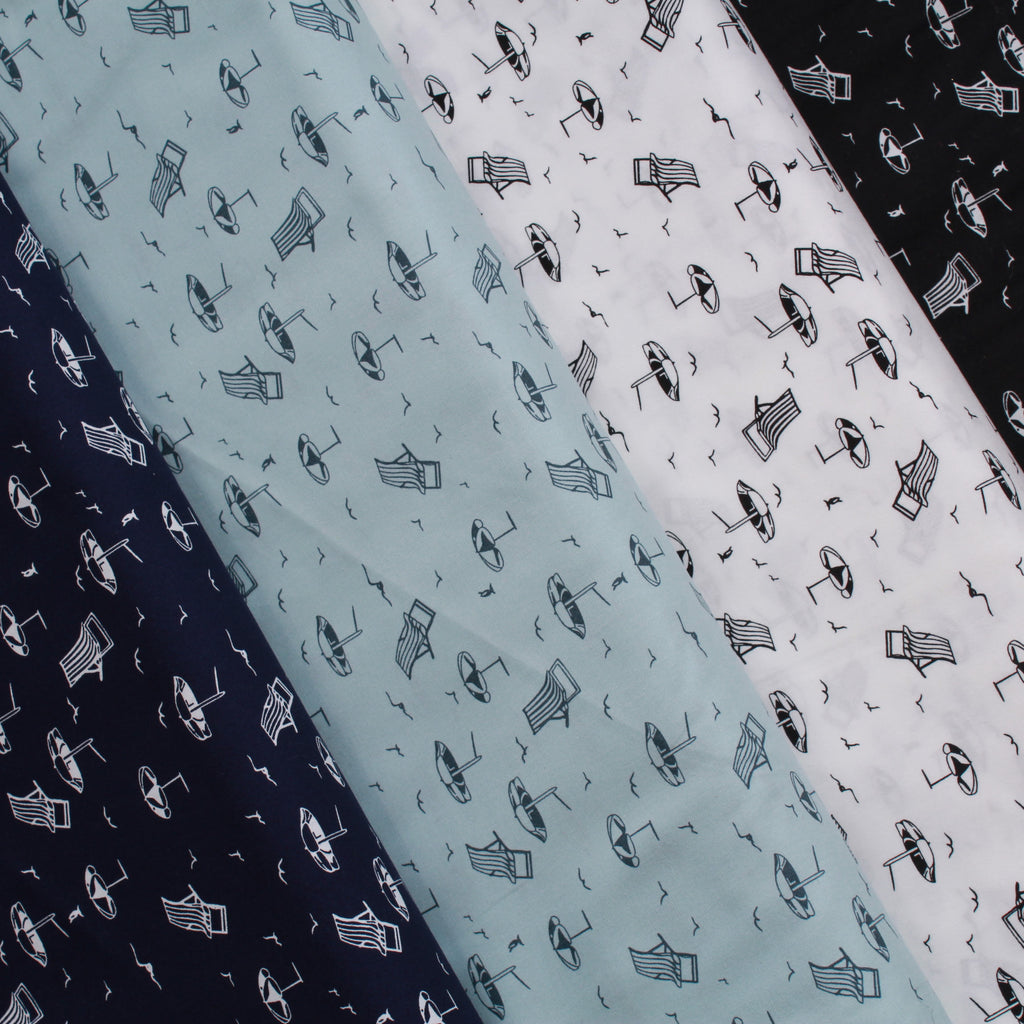 Printed Cotton Poplin By The Beach, 100% Dyed Cotton, Approx 44" Wide (112cm), Approx. 130GSM
