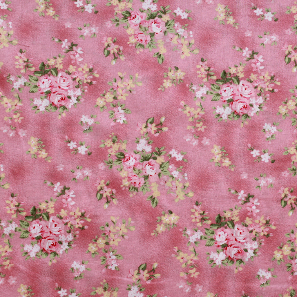 Vintage Rose Floral 100% Cotton Poplin Fabric by the Metre