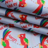 Ahoy Matey Parrots, Premium 100% Printed Cotton Fabric. Approx. 44