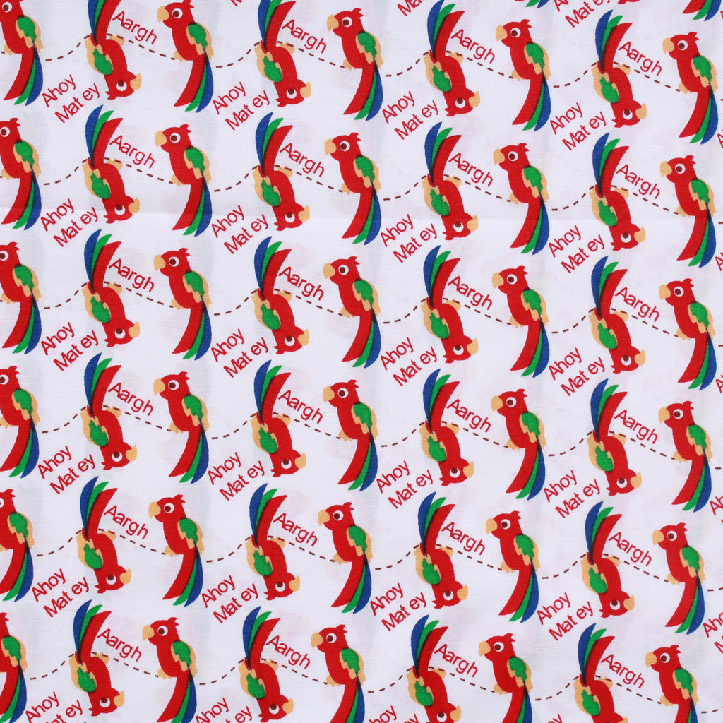 Ahoy Matey Parrots, Premium 100% Printed Cotton Fabric. Approx. 44" (112cm) Wide.