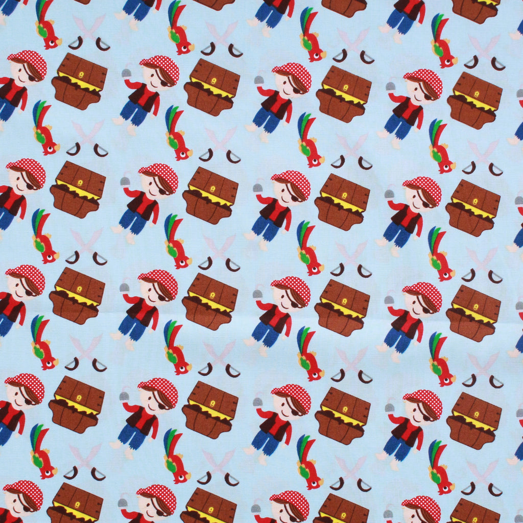 Pirates & Parrots Premium 100% Printed Cotton Fabric. High Quality. Approx. 44" (112cm) Wide.