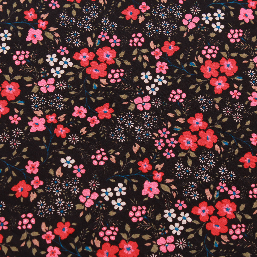 Cotton Poplin Red/Pink/Turquoise Flower Garden