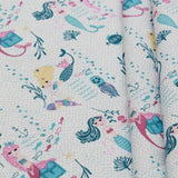 Mermaids Themed Quilting Cotton, Under the Sea Collection, Pink & Blue, FF312.1