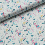 Mermaids Themed Quilting Cotton, Under the Sea Collection, Pink & Blue, FF312.1