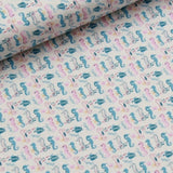 Seahorses Themed Quilting Cotton, Under the Sea Collection, Pink & Blue, FF315.1