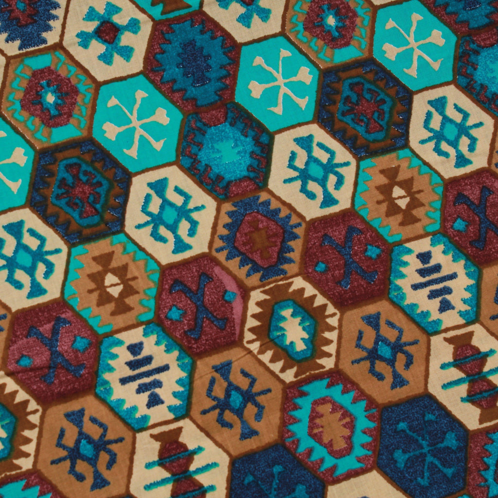 Premium Aztec Print Rayon Fabric Blue