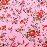 100% Polyester Red Rose on Pink Digital Print Satin