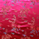 Oriental Dragon Premium Embroidered 100% Polyester Chinese Jacquard, Approx 45" (115cm) Wide, 185 GSM - Cerise