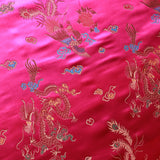 Oriental Dragon Premium Embroidered 100% Polyester Chinese Jacquard, Approx 45" (115cm) Wide, 185 GSM - Cerise