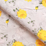 Pinstripe Tulips Premium Printed Cotton, Approx 44" (112cm) Wide
