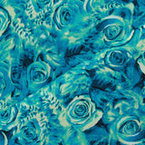 Turquoise Roses Premium Printed Cotton Poplin