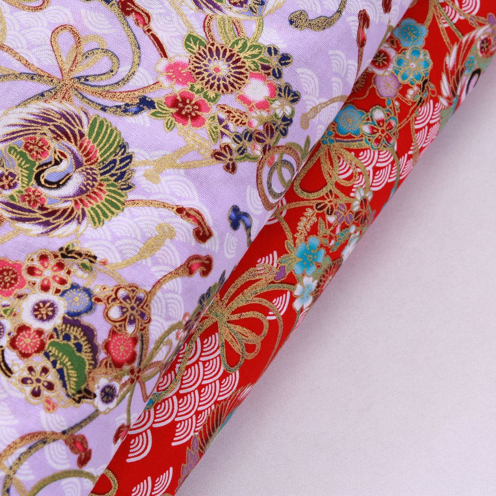 Foil Cotton Peacock Floral Japanese Fabric 60" Wide