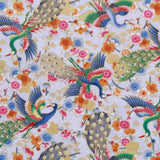 Foil Cotton Hungry Peacock Japanese Fabric, Sky Blue, 44" Wide