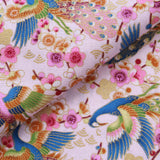 Foil Cotton Hungry Peacock Japanese Fabric, Light Pink, 44" Wide