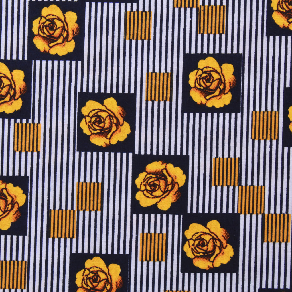 Printed Poplin, Check Striped Floral, 110cm Wide