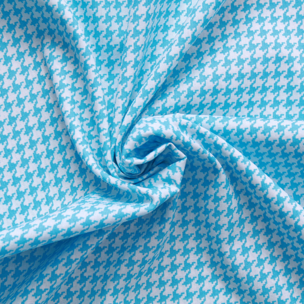 Dogtooth Cotton Printed Poplin - Blue  Approx 60" Wide (150cm)